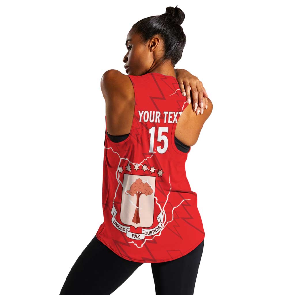 Custom Equatorial Guinea Football Women Racerback Tank Go Champions - Red Version