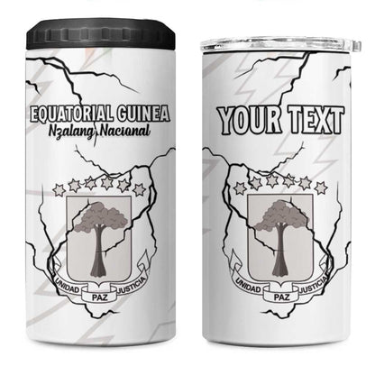 Custom Equatorial Guinea Football 4 in 1 Can Cooler Tumbler Go Champions - White Version