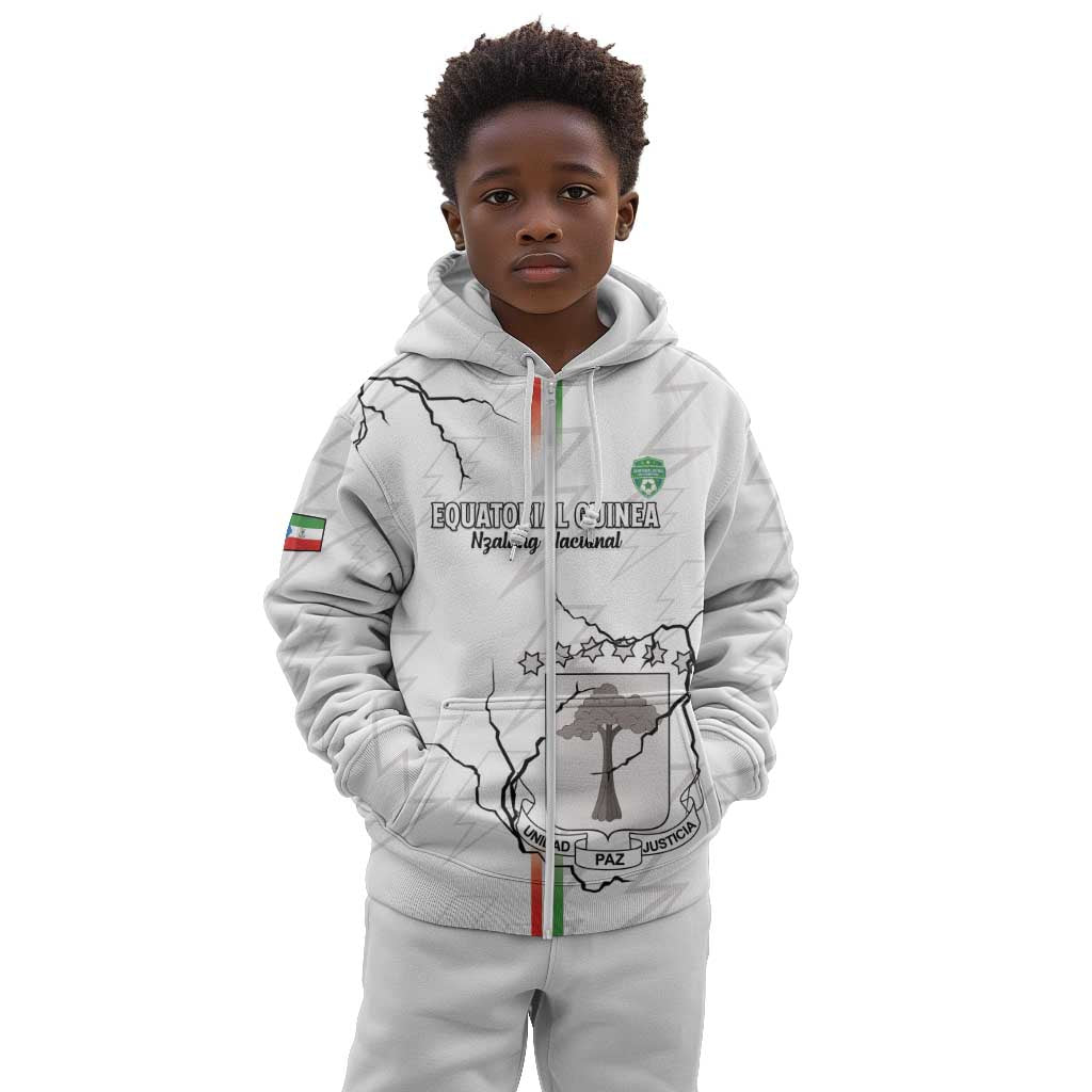 Custom Equatorial Guinea Football Kid Hoodie Go Champions - White Version