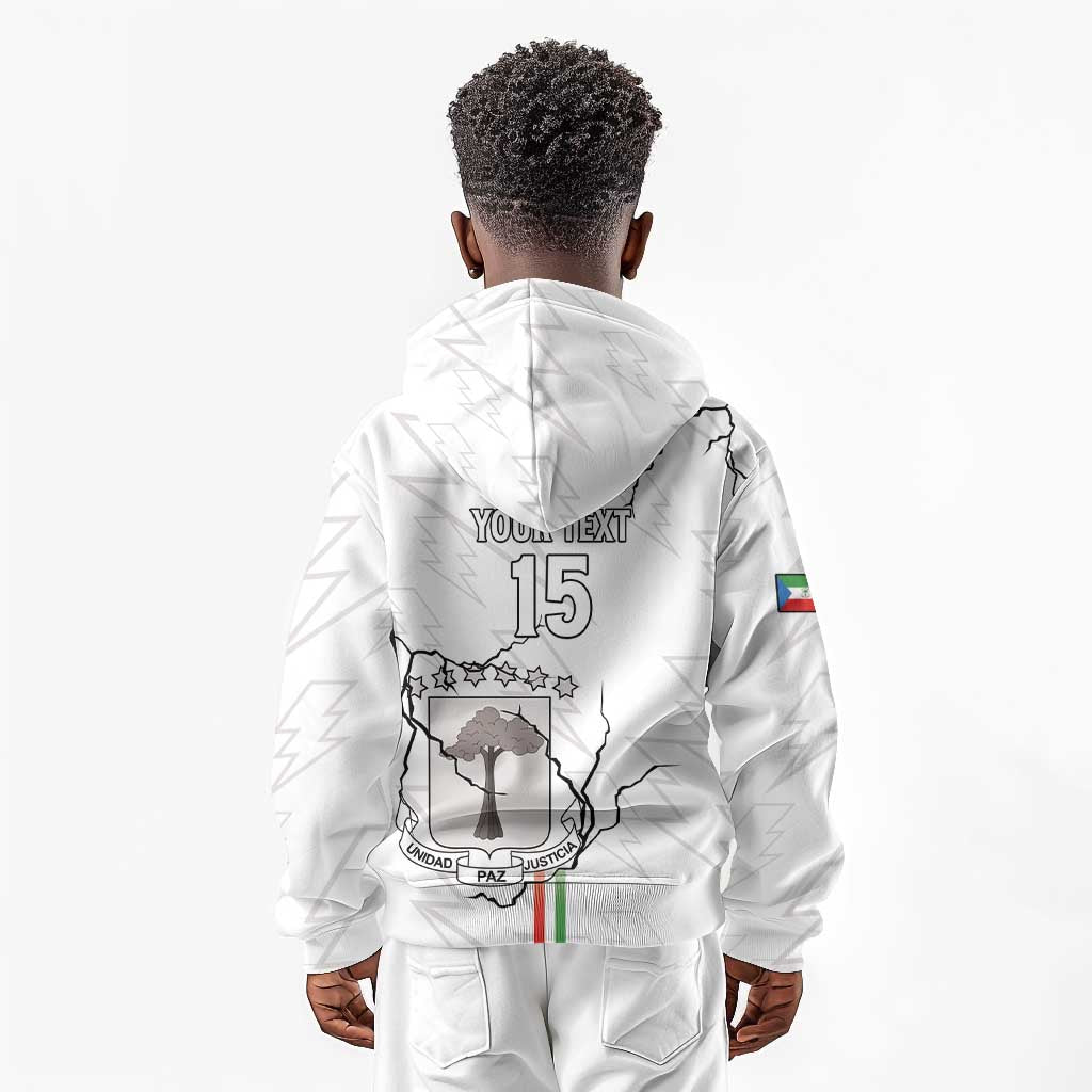 Custom Equatorial Guinea Football Kid Hoodie Go Champions - White Version
