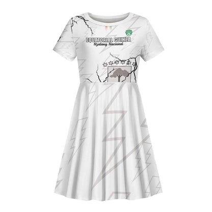 Custom Equatorial Guinea Football Kid Short Sleeve Dress Go Champions - White Version