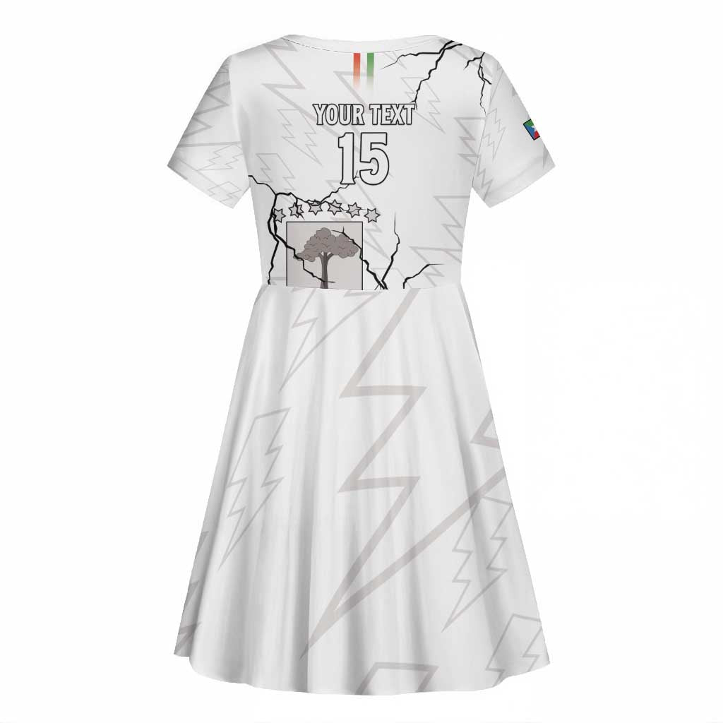 Custom Equatorial Guinea Football Kid Short Sleeve Dress Go Champions - White Version