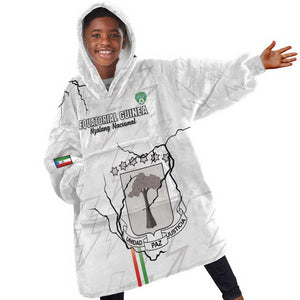 Custom Equatorial Guinea Football Kid Wearable Blanket Hoodie Go Champions - White Version