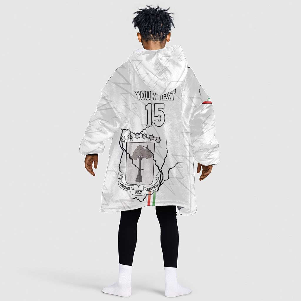 Custom Equatorial Guinea Football Kid Wearable Blanket Hoodie Go Champions - White Version