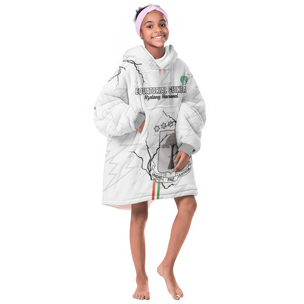 Custom Equatorial Guinea Football Kid Wearable Blanket Hoodie Go Champions - White Version