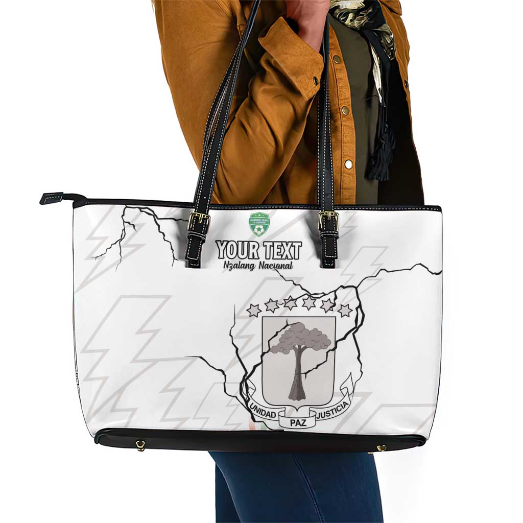 Custom Equatorial Guinea Football Leather Tote Bag Go Champions - White Version