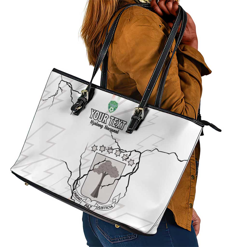 Custom Equatorial Guinea Football Leather Tote Bag Go Champions - White Version