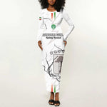 Custom Equatorial Guinea Football Long Sleeve Bodycon Dress Go Champions - White Version LT15