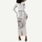 Custom Equatorial Guinea Football Long Sleeve Bodycon Dress Go Champions - White Version LT15