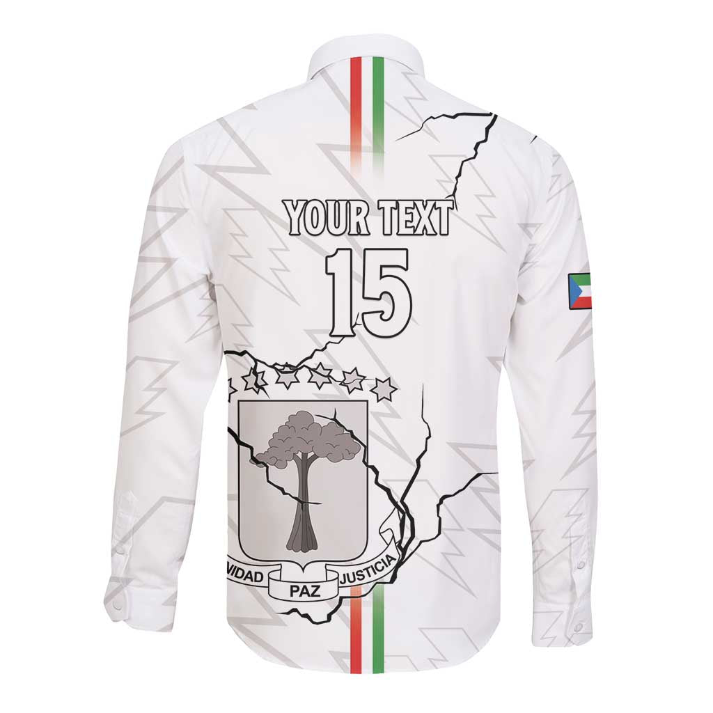Custom Equatorial Guinea Football Long Sleeve Button Shirt Go Champions - White Version