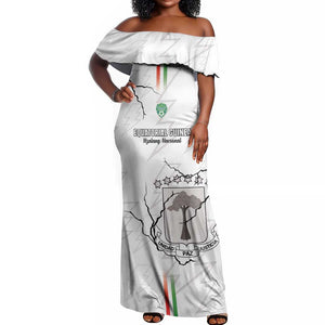 Custom Equatorial Guinea Football Off Shoulder Maxi Dress Go Champions - White Version