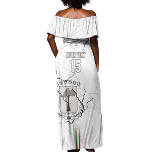 Custom Equatorial Guinea Football Off Shoulder Maxi Dress Go Champions - White Version