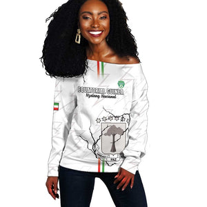 Custom Equatorial Guinea Football Off Shoulder Sweater Go Champions - White Version