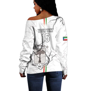 Custom Equatorial Guinea Football Off Shoulder Sweater Go Champions - White Version