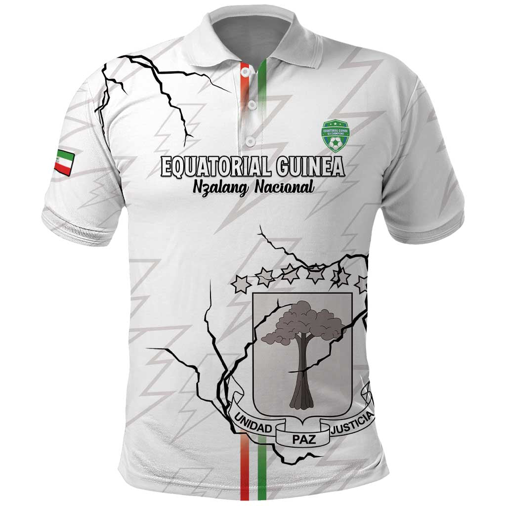 Custom Equatorial Guinea Football Polo Shirt Go Champions - White Version
