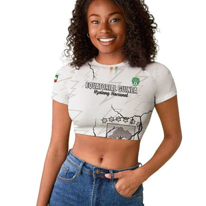 Custom Equatorial Guinea Football Raglan Cropped T shirt Go Champions - White Version