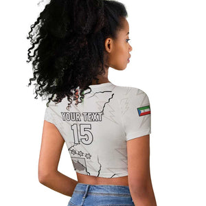 Custom Equatorial Guinea Football Raglan Cropped T shirt Go Champions - White Version