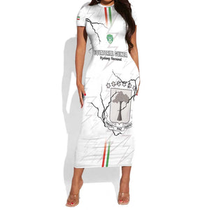 Custom Equatorial Guinea Football Short Sleeve Bodycon Dress Go Champions - White Version LT15