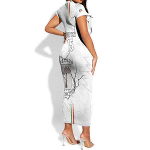 Custom Equatorial Guinea Football Short Sleeve Bodycon Dress Go Champions - White Version LT15