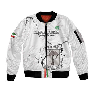 Custom Equatorial Guinea Football Sleeve Zip Bomber Jacket Go Champions - White Version