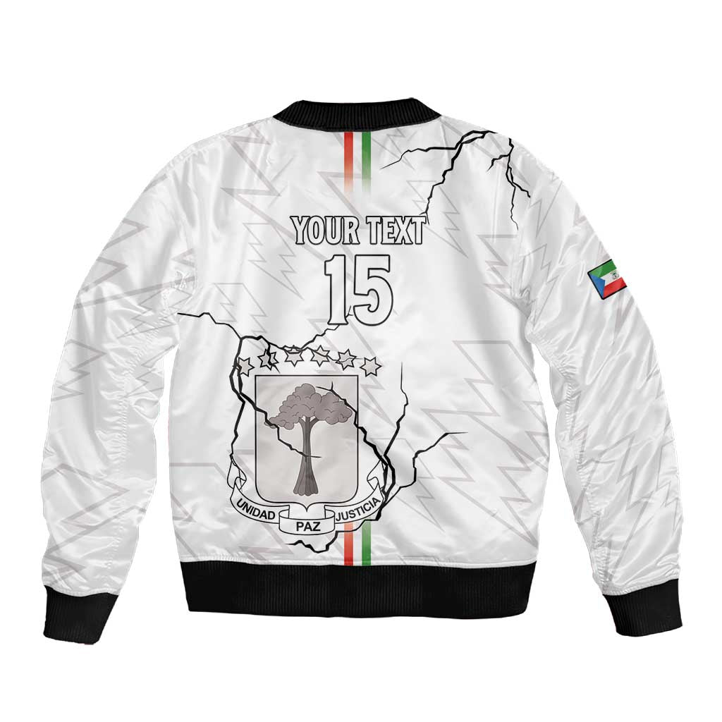 Custom Equatorial Guinea Football Sleeve Zip Bomber Jacket Go Champions - White Version