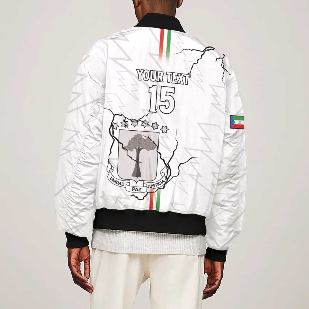 Custom Equatorial Guinea Football Sleeve Zip Bomber Jacket Go Champions - White Version
