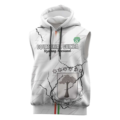 Custom Equatorial Guinea Football Sleeveless Hoodie Go Champions - White Version - African Pride