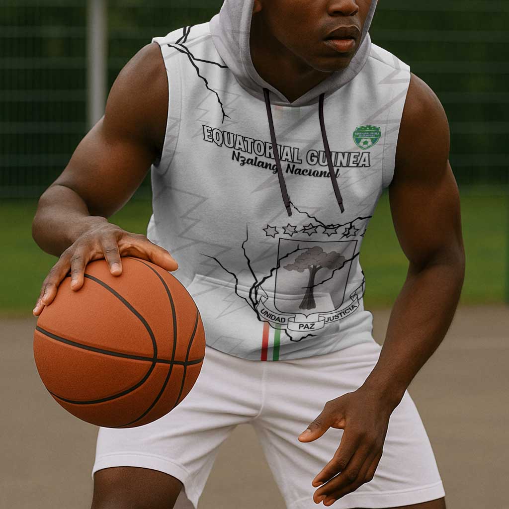 Custom Equatorial Guinea Football Sleeveless Hoodie Go Champions - White Version - African Pride