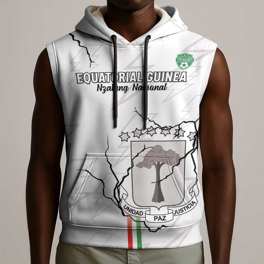 Custom Equatorial Guinea Football Sleeveless Hoodie Go Champions - White Version - African Pride