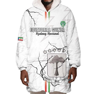 Custom Equatorial Guinea Football Wearable Blanket Hoodie Go Champions - White Version