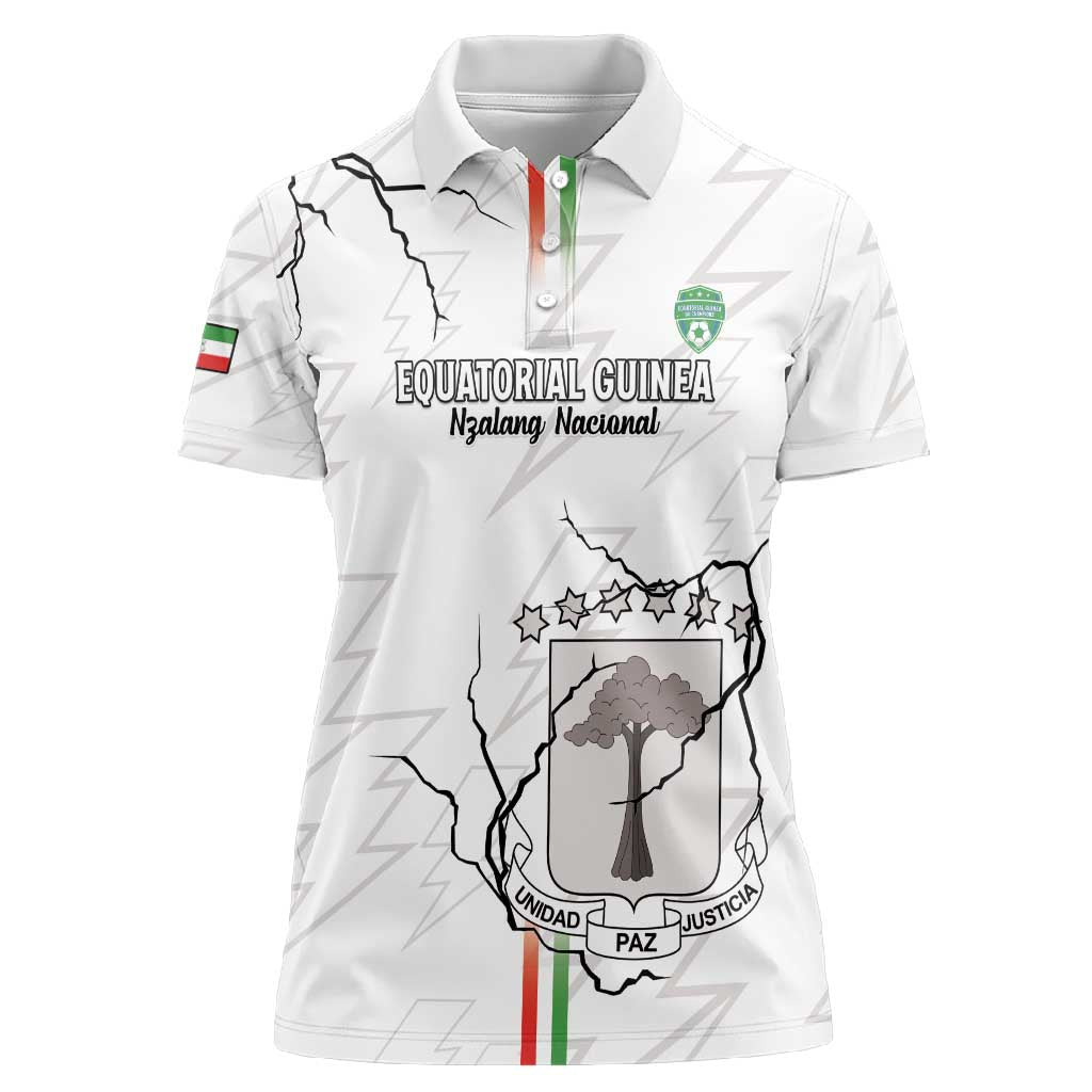 Custom Equatorial Guinea Football Women Polo Shirt Go Champions - White Version