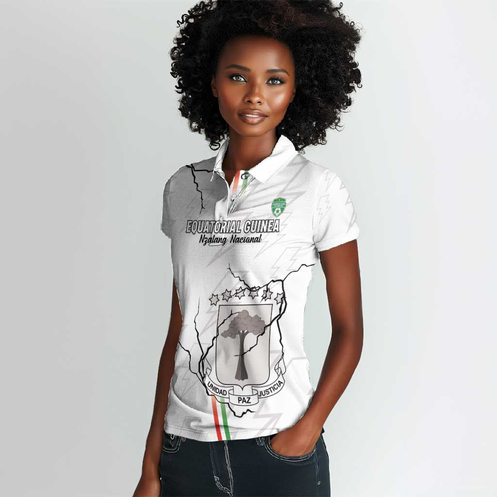Custom Equatorial Guinea Football Women Polo Shirt Go Champions - White Version