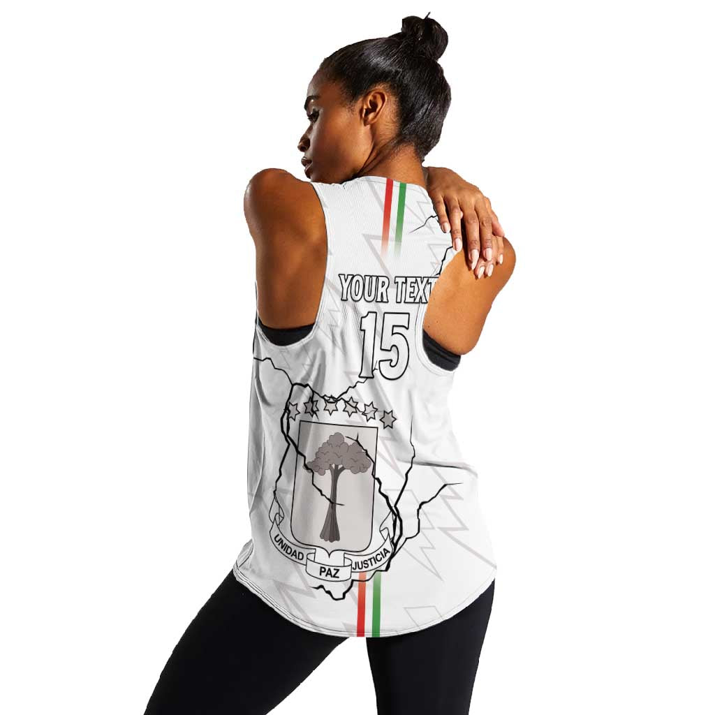 Custom Equatorial Guinea Football Women Racerback Tank Go Champions - White Version