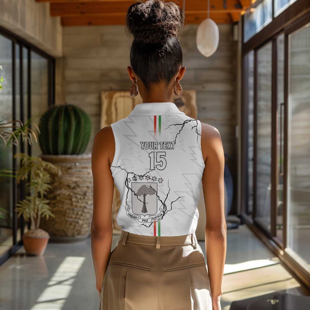 Custom Equatorial Guinea Football Women Sleeveless Polo Shirt Go Champions - White Version