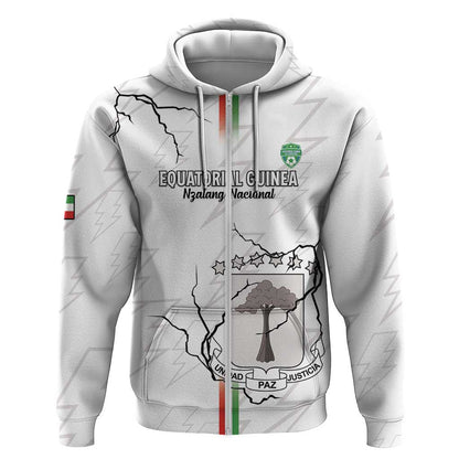 Custom Equatorial Guinea Football Zip Hoodie Go Champions - White Version