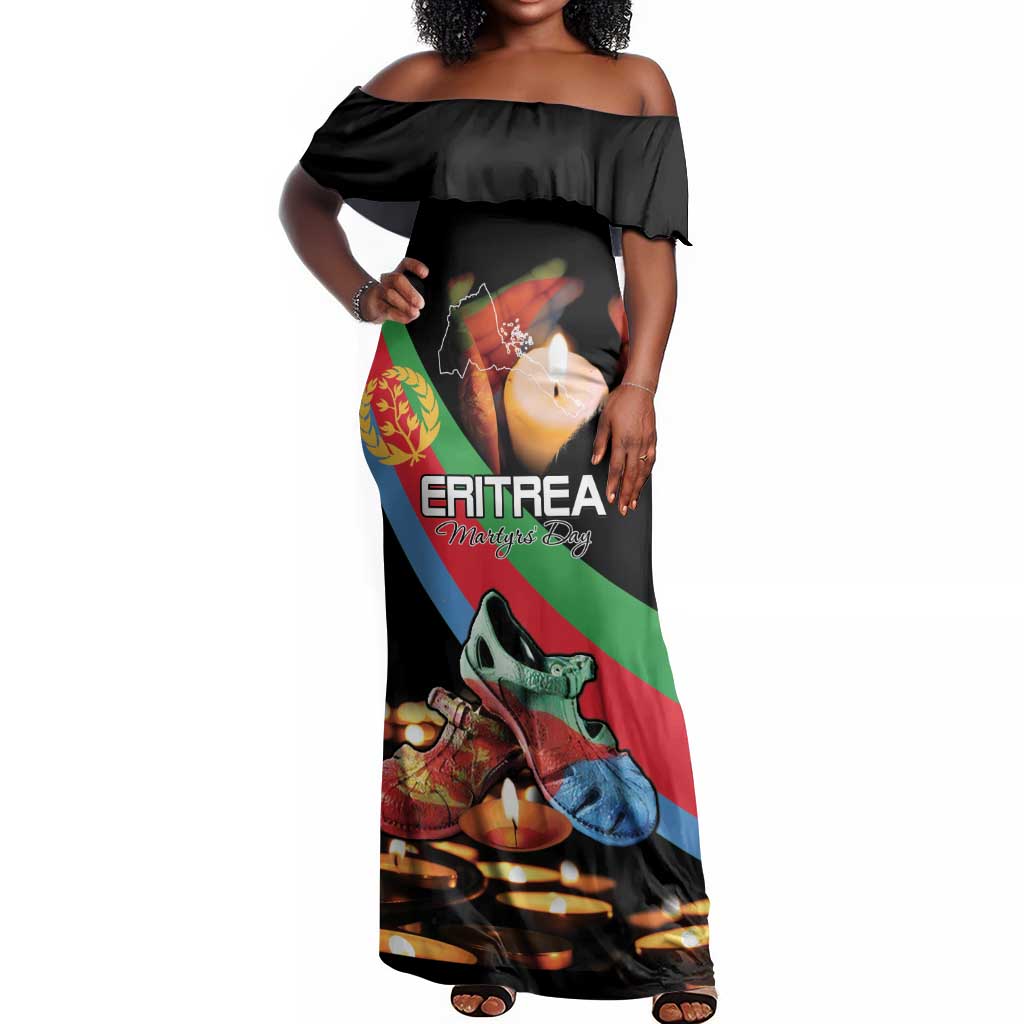 Personalized Eritrea Martyrs Day Off Shoulder Maxi Dress Candlelight Vigil Remembering Our Heroes