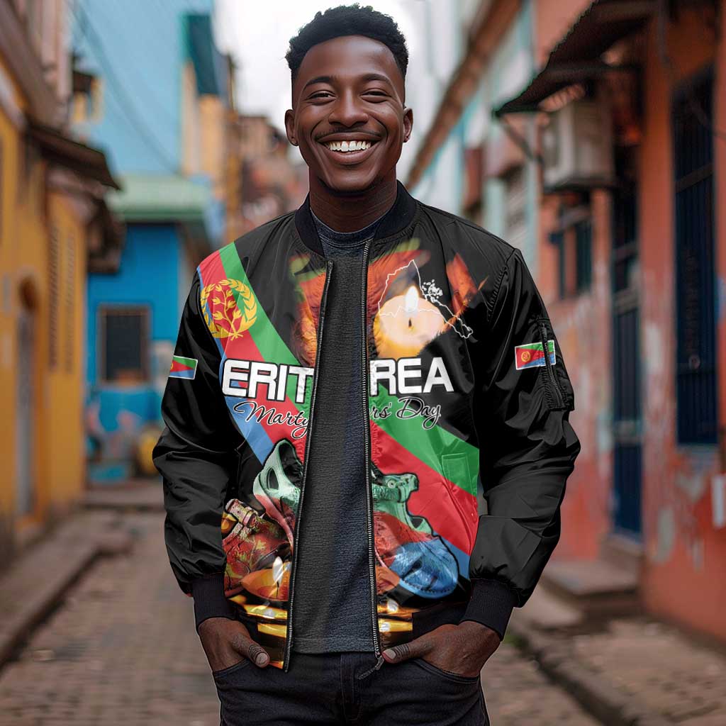 Personalized Eritrea Martyrs Day Sleeve Zip Bomber Jacket Candlelight Vigil Remembering Our Heroes