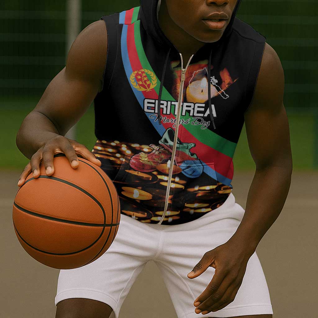 Personalized Eritrea Martyrs Day Sleeveless Zip Hoodie Candlelight Vigil Remembering Our Heroes - African Pride