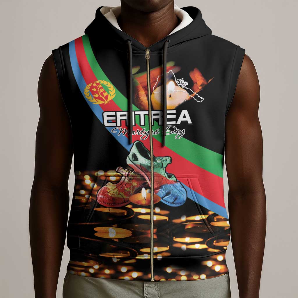 Personalized Eritrea Martyrs Day Sleeveless Zip Hoodie Candlelight Vigil Remembering Our Heroes - African Pride