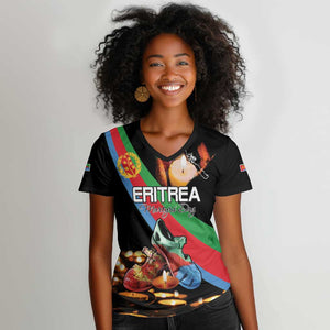 Personalized Eritrea Martyrs Day Women V-Neck T-Shirt Candlelight Vigil Remembering Our Heroes