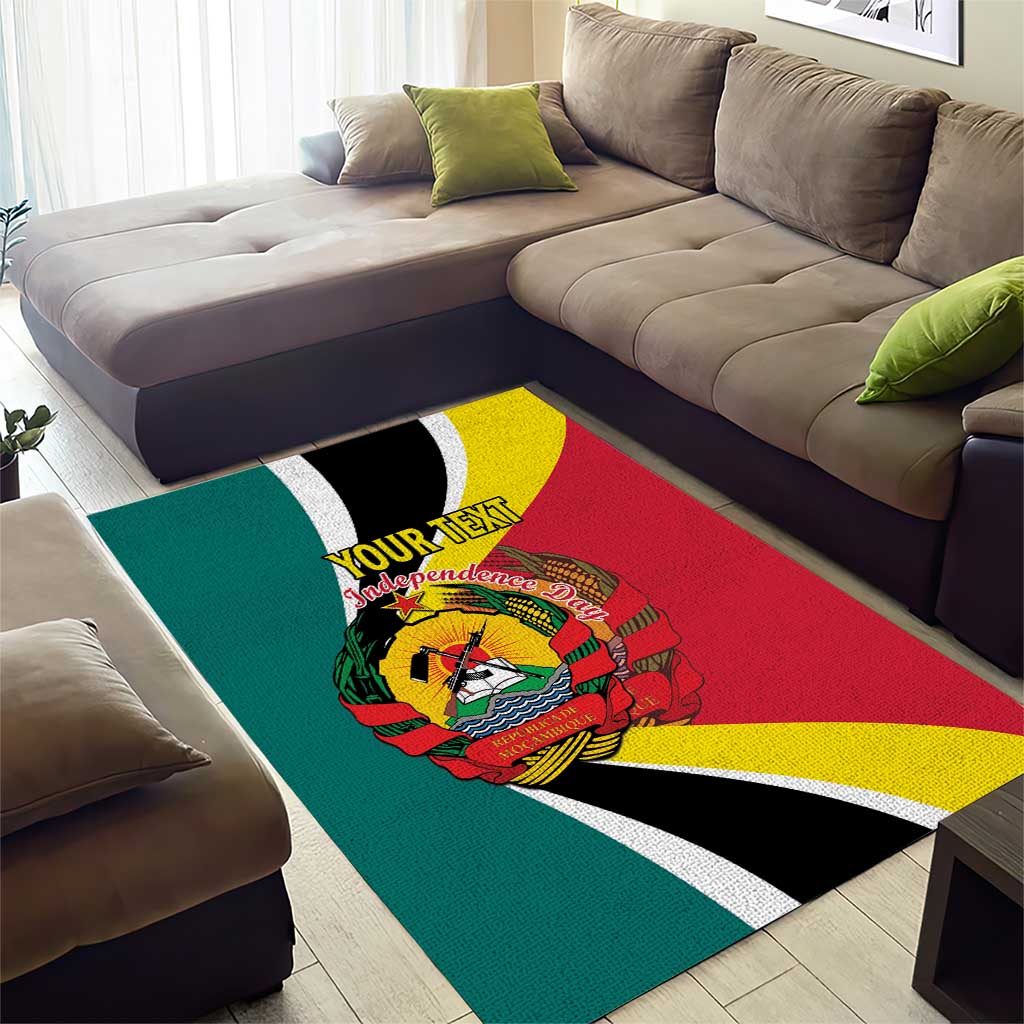 Personalized Mozambique Independence Day Area Rug Coat Of Arms - Flag Style