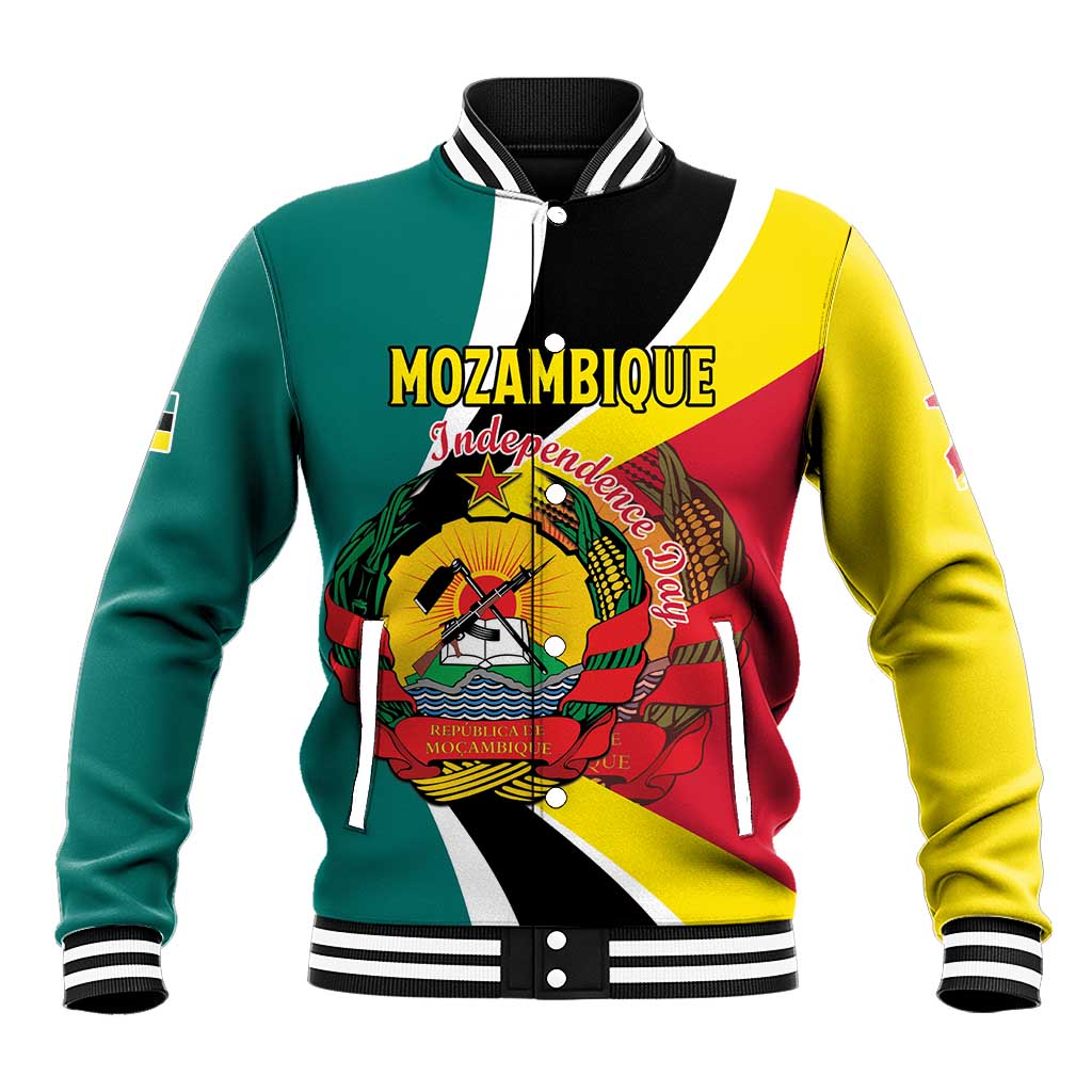 Personalized Mozambique Independence Day Baseball Jacket Coat Of Arms - Flag Style