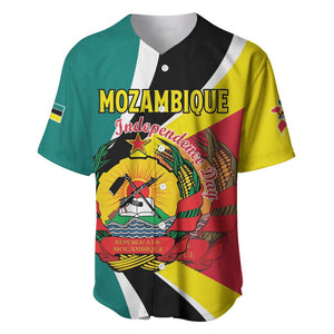 Personalized Mozambique Independence Day Baseball Jersey Coat Of Arms - Flag Style