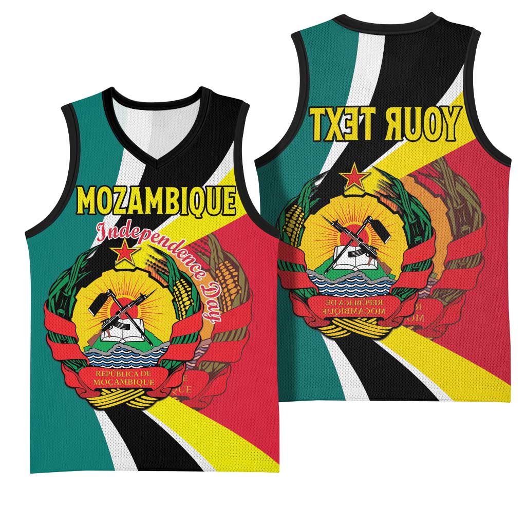 Personalized Mozambique Independence Day Basketball Jersey Coat Of Arms - Flag Style - African Pride