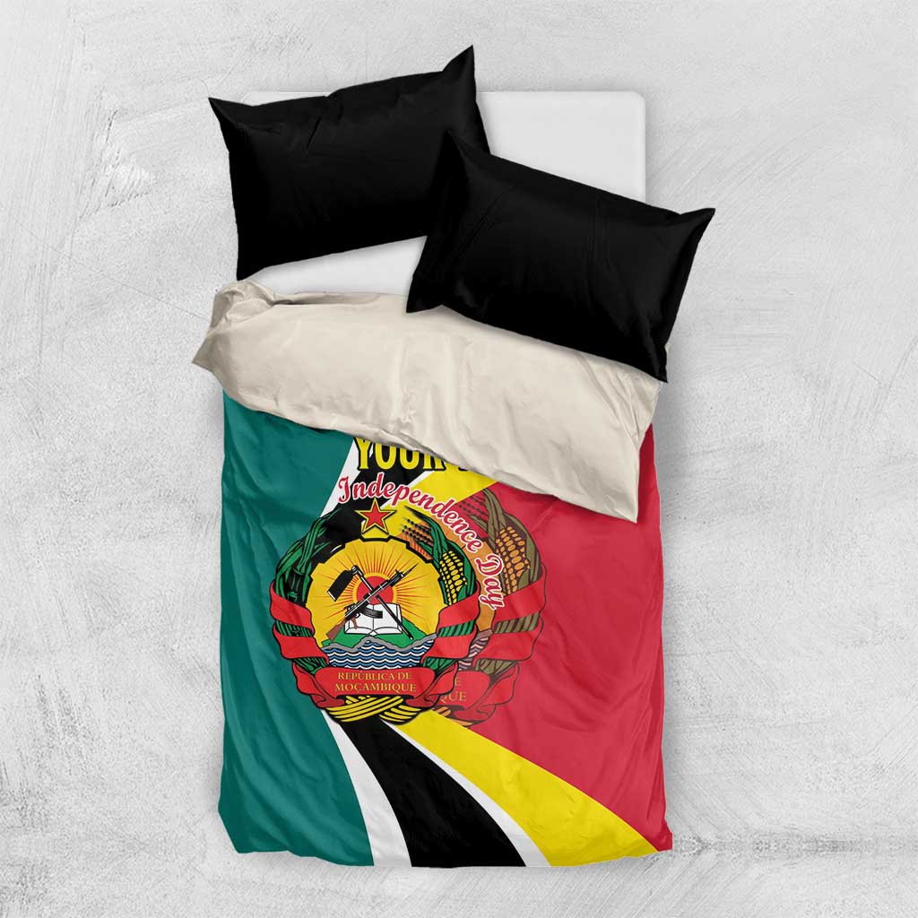 Personalized Mozambique Independence Day Bedding Set Coat Of Arms - Flag Style