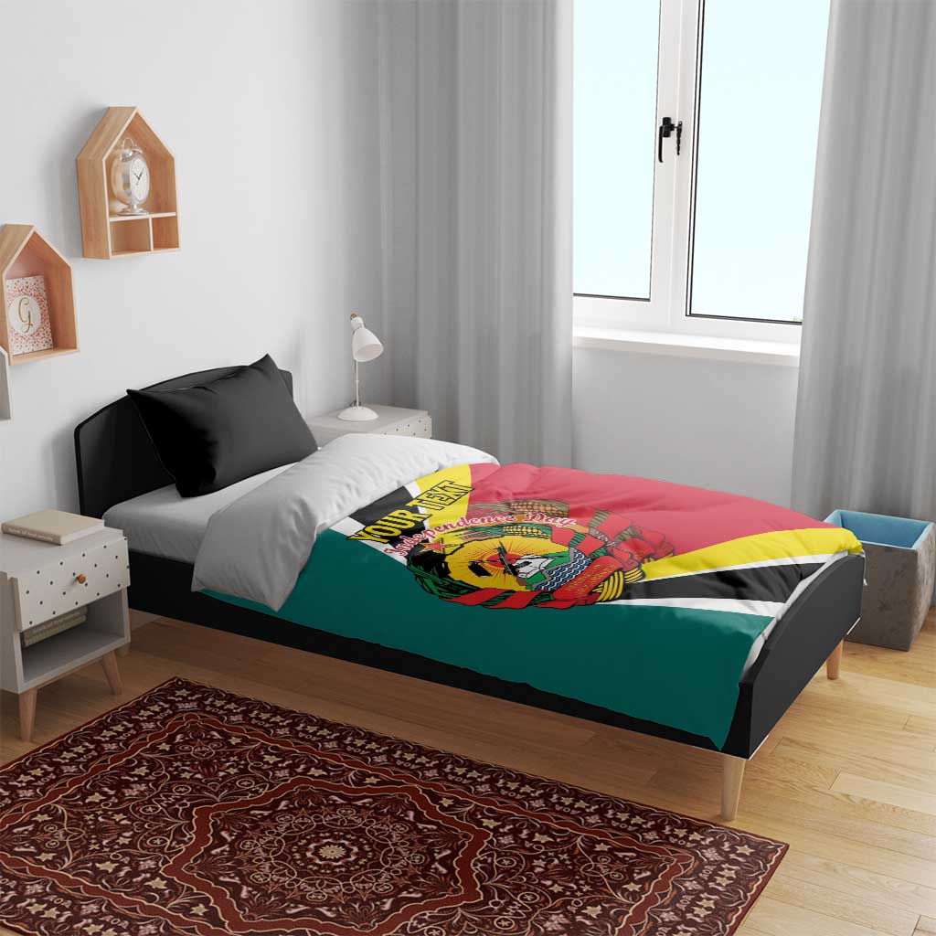 Personalized Mozambique Independence Day Bedding Set Coat Of Arms - Flag Style