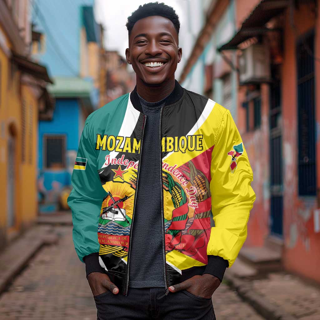 Personalized Mozambique Independence Day Bomber Jacket Coat Of Arms - Flag Style