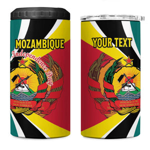 Personalized Mozambique Independence Day 4 in 1 Can Cooler Tumbler Coat Of Arms - Flag Style