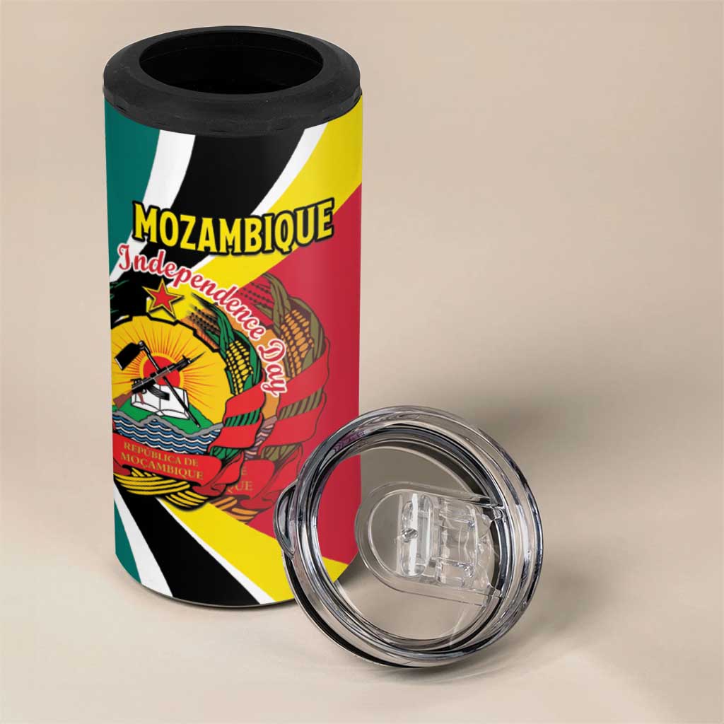 Personalized Mozambique Independence Day 4 in 1 Can Cooler Tumbler Coat Of Arms - Flag Style