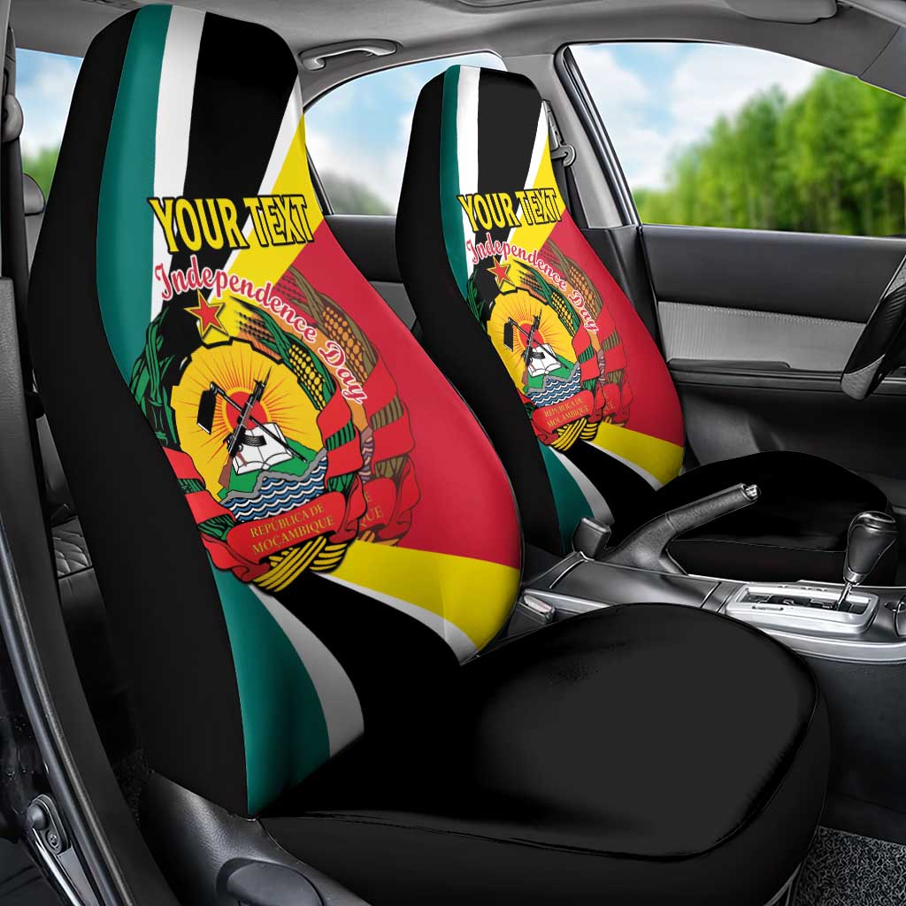 Personalized Mozambique Independence Day Car Seat Cover Coat Of Arms - Flag Style